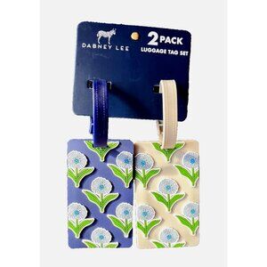 Dabney Lee Luggage Tag Set of 2 Blue Flower Traveler Gift Suitcase ID Traveling